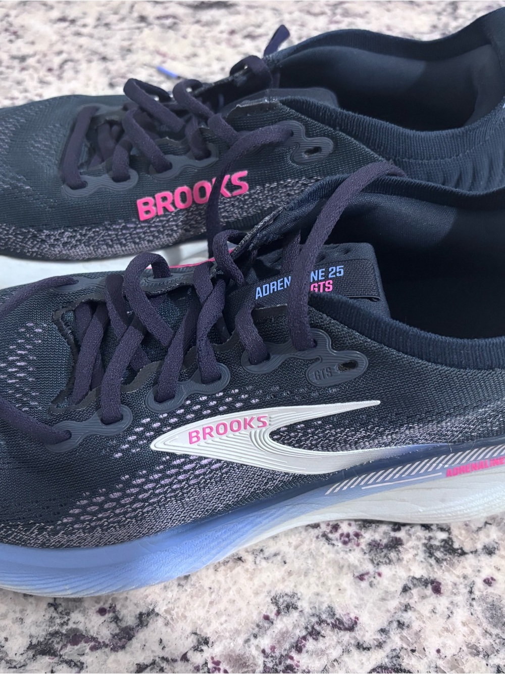 Brooks Adrenaline GTS 25 Women’s Running Shoes — Navy with Pink Accents